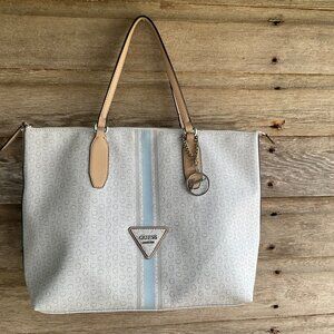 Guess Satchel Bag in Cream and Light Blue